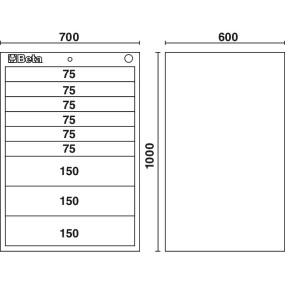 Шкаф инструментальный с выдвижными ящиками (9 шт.) промышленного назначения - Beta C35/9G