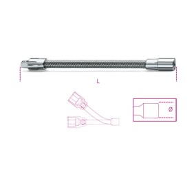 Prolunga flessibile con attacchi quadri maschio e femmina 1/4" cromata - Beta 900FL