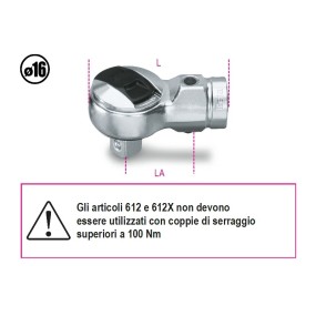 Cricchetti reversibili per barre dinamometriche - Beta 612 ÷ 614