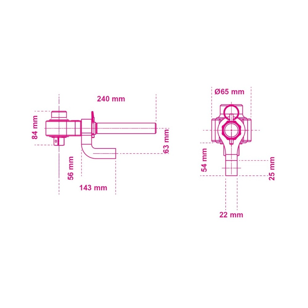 Multiplicateur de couple pour serrages à droite et gauche rapport 5:1 avec deux bras de réaction - Beta 561/1
