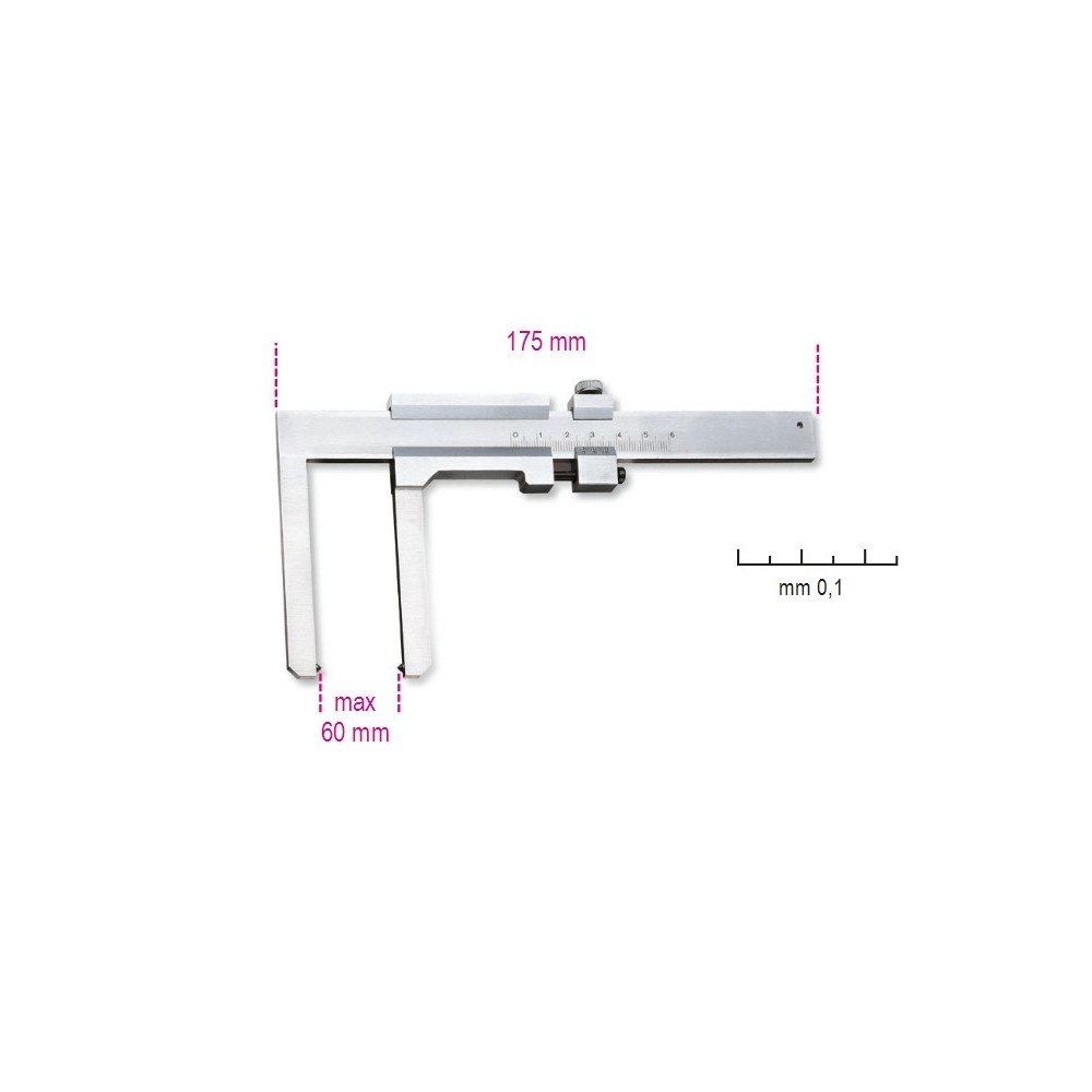 Suwmiarka noniuszowa do pomiaru tarcz hamulcowych - Dokładność odczytu 0,1 mm - Beta 1650FD