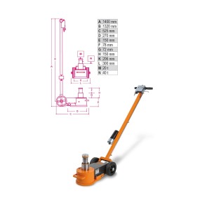 Dźwignik hydrauliczny z napędem pneumatycznym o udźwigu 20/40 t Beta 3065/40-20T