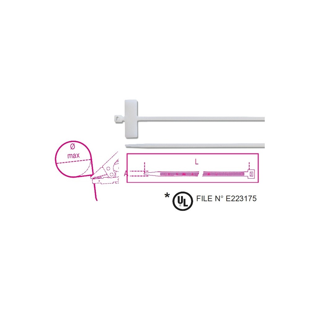 Nylon bindstrips met kruis, 25x8mm, naturel kleur - Beta 1748-BT