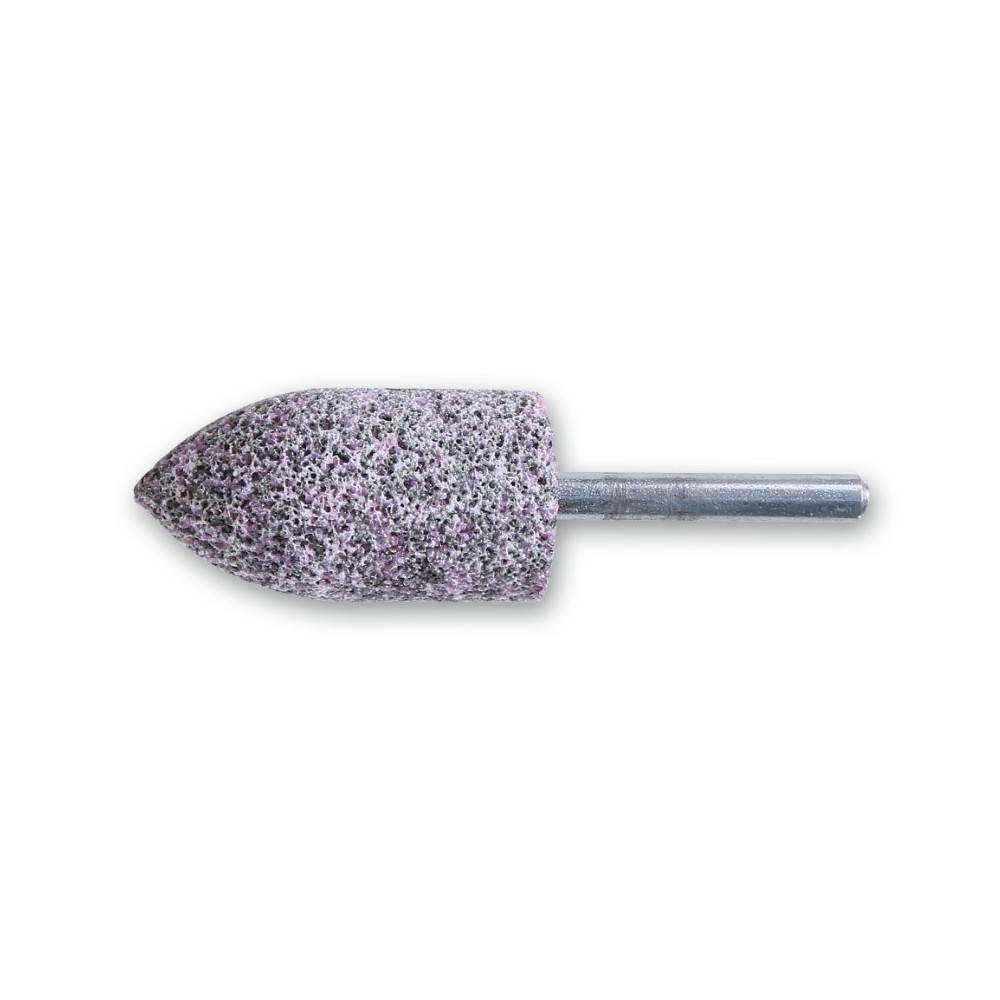 Mole abrasive con gambo Granuli abrasivi di corindone grigio/rosa con legante ceramico Forma ad ogiva - BetaABRASIVES 11145