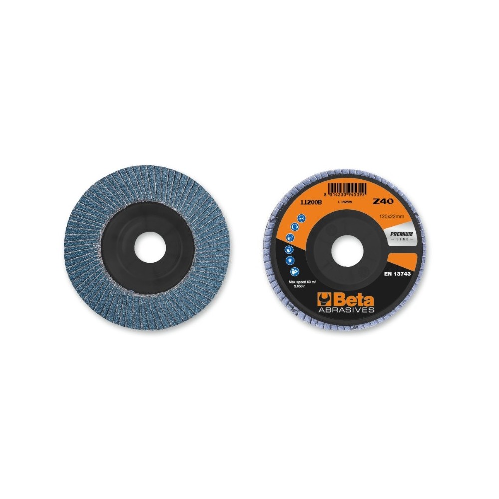 Dischi lamellari con tela abrasiva allo zirconio Supporto in plastica e lamella singola  - BetaABRASIVES 11200B