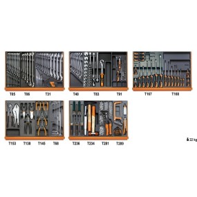 Assortment of 153 tools for industrial maintenance in ABS thermoformed trays - Beta 5904VI/2T