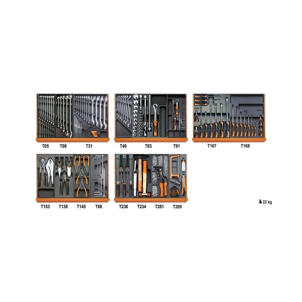 Συλλογή με 153 εργαλεία για βιομηχανική συντήρηση σε θερμοδιαμορφωμένους δίσκους τακτοποίησης - Beta 5904VI/2T