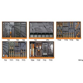 Assortment of 153 tools for car repairs in ABS thermoformed trays - Beta 5904VG/5T