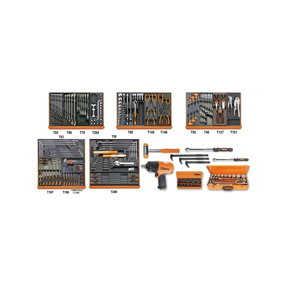 Συλλογή με 202 εργαλεία για βιομηχανική συντήρηση σε θερμοδιαμορφωμένους δίσκους τακτοποίησης - Beta 5910VG/3T