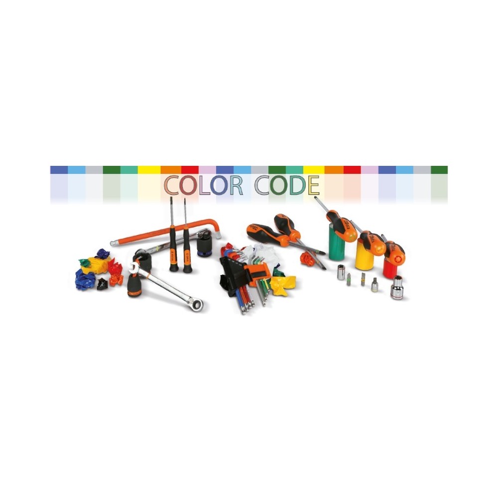 Chiavi combinate a forchetta e poligonale piegata a cricchetto reversibile colorate cromate - Beta 142MC