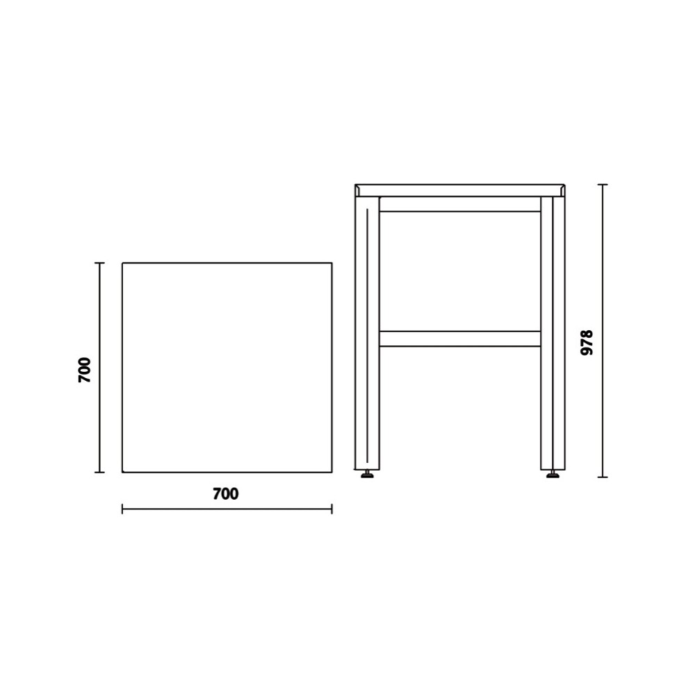 Sarok munkalap műhelyberendezés összeállításhoz, 700x700 méret lábakkal - Beta