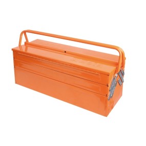 Cantilever tool box with assortment of 91 general maintenance tools, made of
