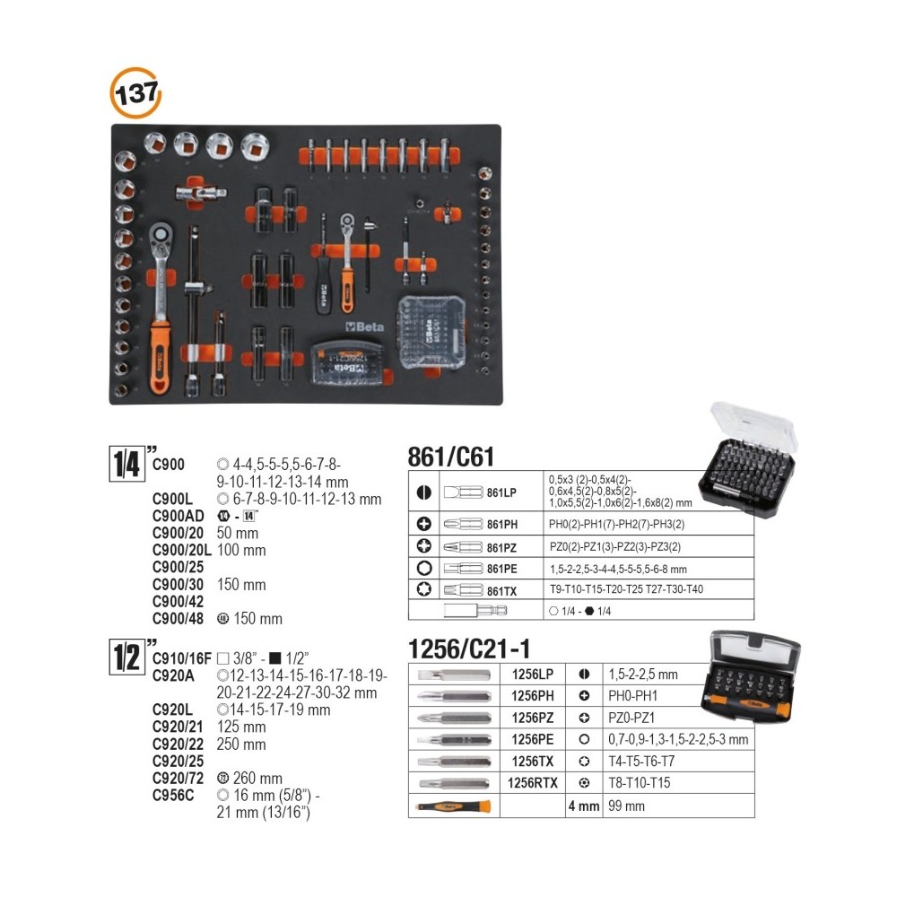 ​Cassettiera mobile con 6 cassetti, con assortimento di 196 utensili UNIVERSALI