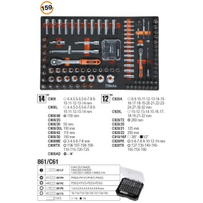 Cassettiera 7 cassetti con assortimento di 309 utensili UNIVERSALI in vassoio