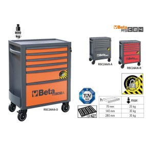 Mobile roller cab with 6 drawers, with anti-tilt system - Beta RSC24A/6