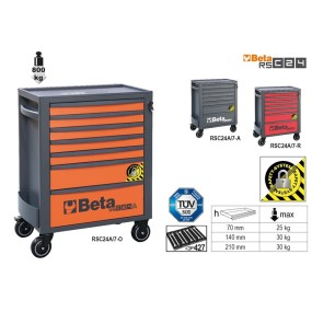 Mobile roller cab with 7 drawers, with anti-tilt system - Beta RSC24A/7