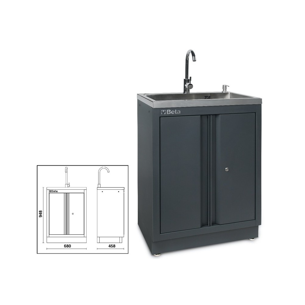 Fixed module with built-in sink, for workshop equipment combination C45PRO