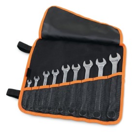 Set of 9 combination wrenches in roll-up wallet made of durable polyester - Beta