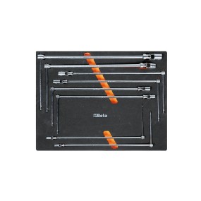 EVA foam tray with T-handle wrenches with swivelling hexagon sockets - Beta MM63