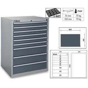 Шкаф инструментальный с выдвижными ящиками (9 шт.) промышленного назначения