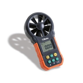 Digital anemometer with fan sensor body exterior made of non-slip, shockproof