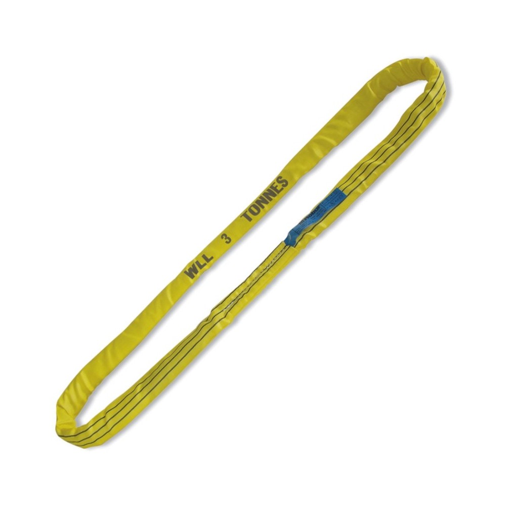 Cables redondos de anillo, 3t, amarillo, tejido en poliéster de alta tenacidad (