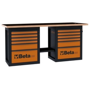 Рабочий стол повышенной прочности с двумя секциями выдвижных ящиков (6 шт.) - Beta C59B