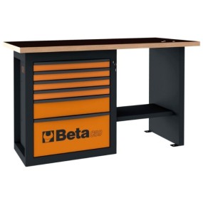 Рабочий стол повышенной прочности с секцией выдвижных ящиков (по 6 шт.), низкий - Beta C59C