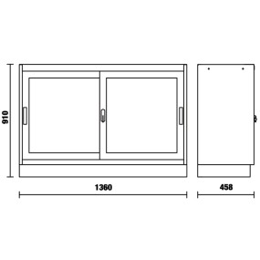 Fixed module, 1360 mm long, with 2 doors, for workshop equipment combination