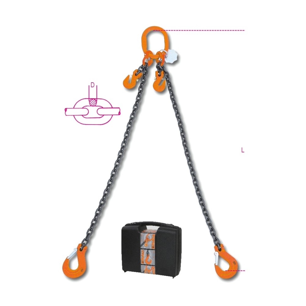 Lifting chain sling, 2 legs with clevis grab hooks, grade 8 - Beta 8097
